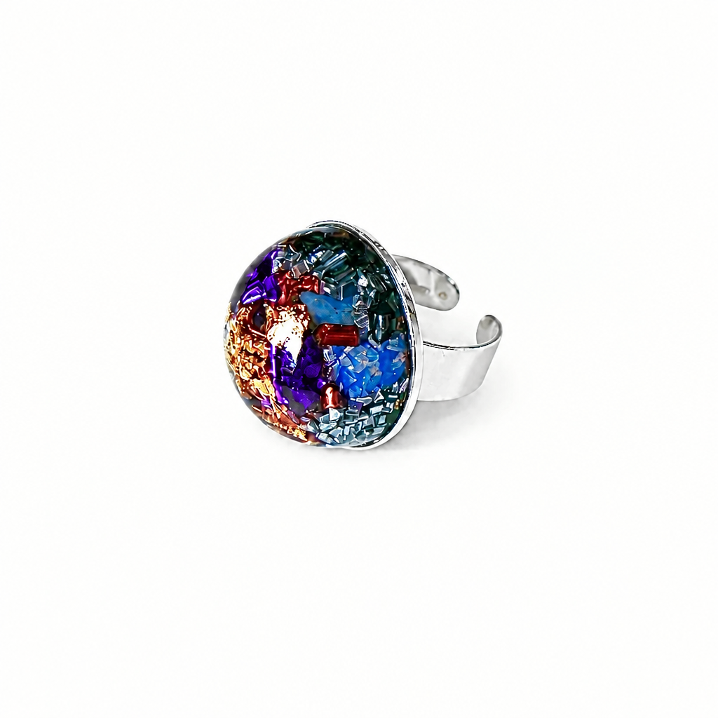 Bague orgonite ronde améthyste opalite25