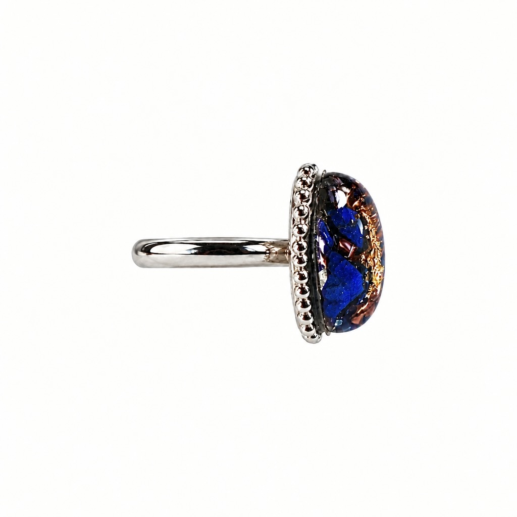 Bague orgonite ovale lapis-lazuli argent 925