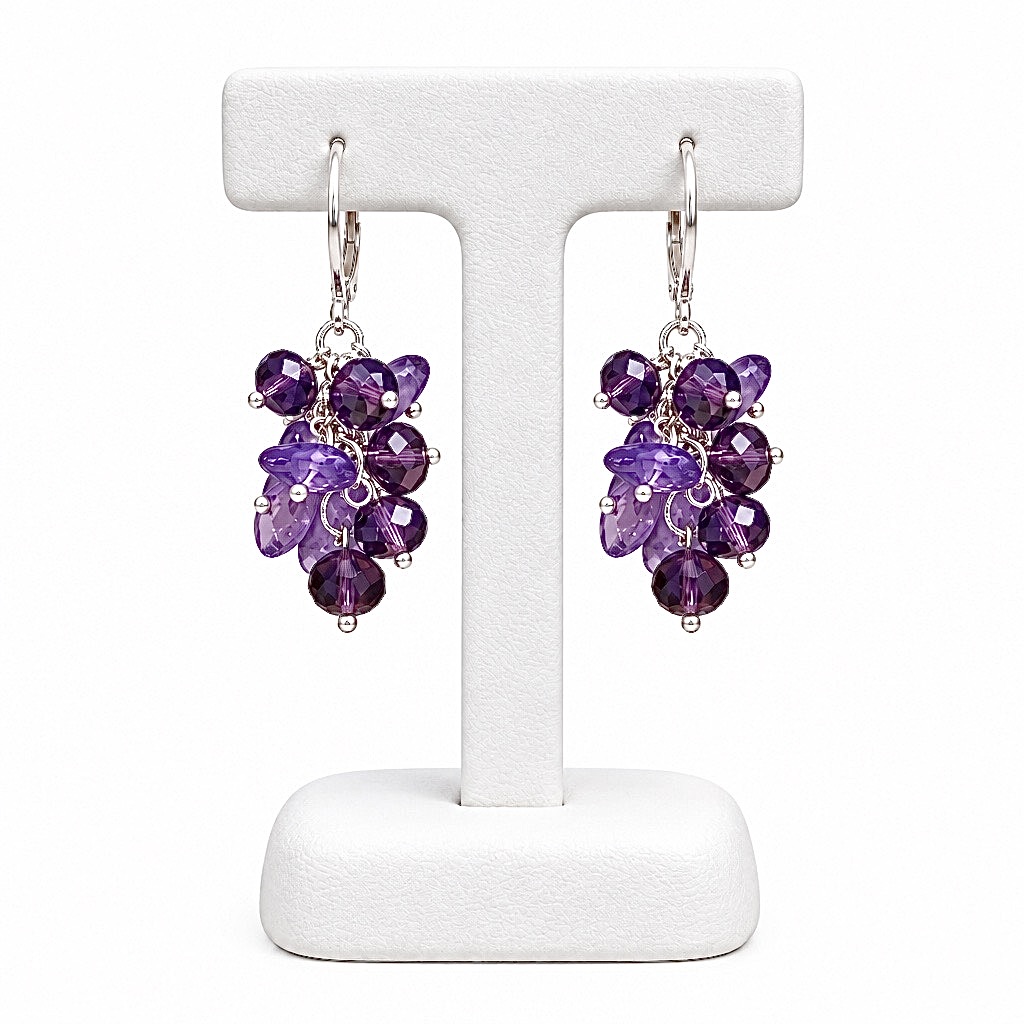 Boucles d'oreilles grappe améthyste