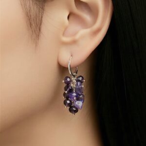 Boucles d'oreilles grappe améthyste