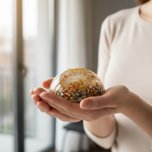 Orgonite demi-sphère citrine