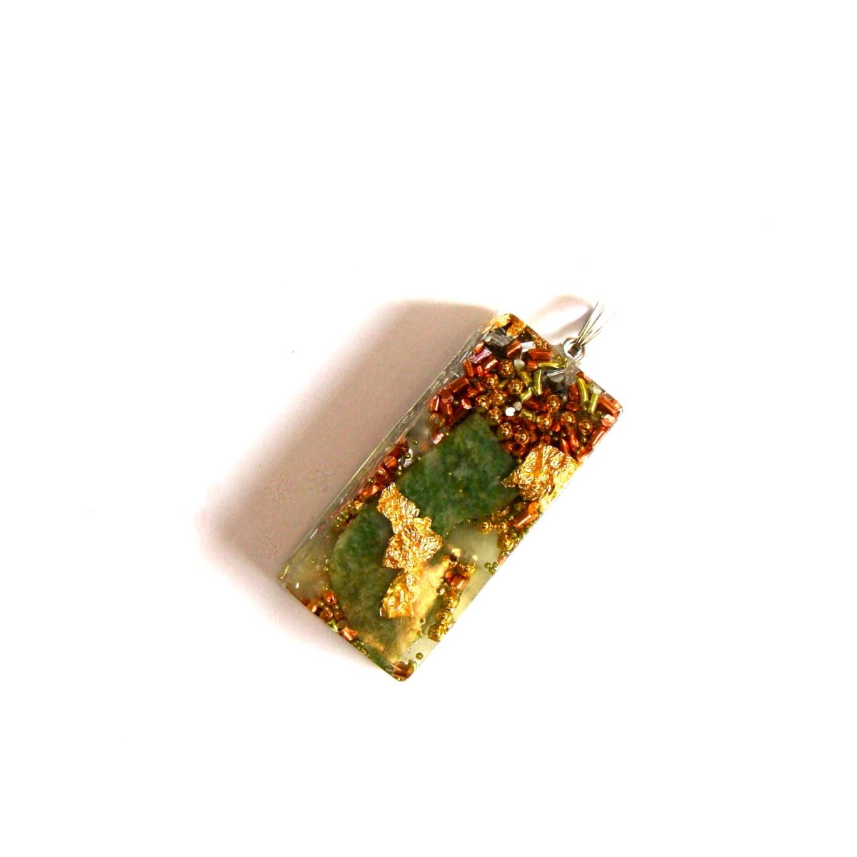 Pendentif orgonite rectangle jade