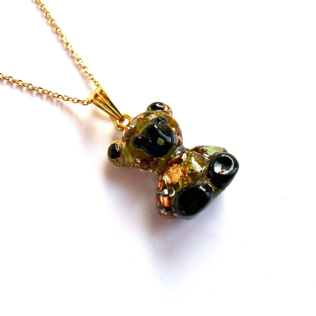 Pendentif orgonite ourson péridot