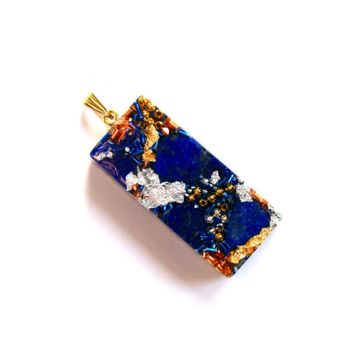 Pendentif orgonite rectangle lapis-lazuli