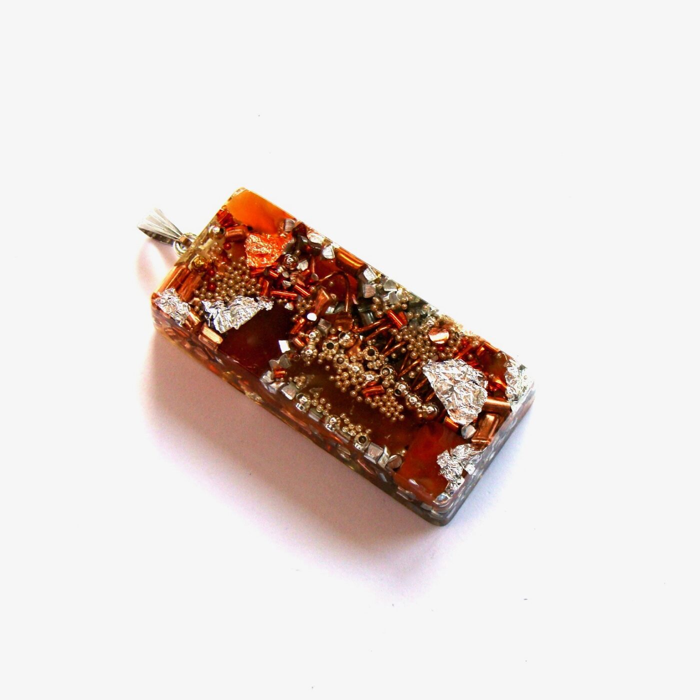 Pendentif orgonite rectangle cornaline