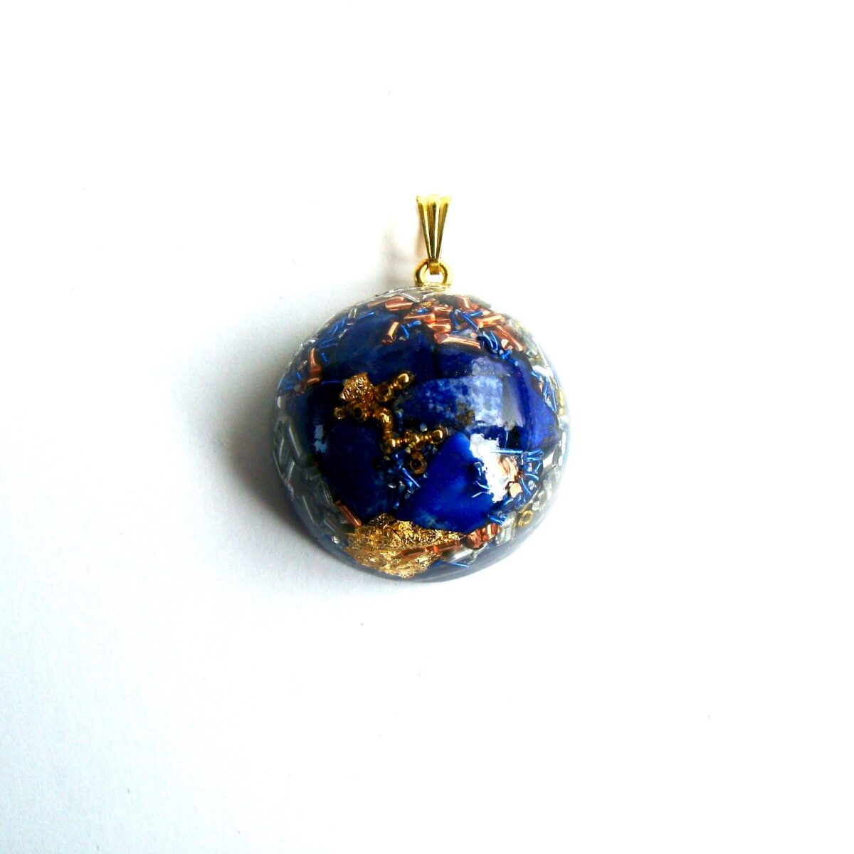 Pendentif orgonite demi-sphère lapis-lazuli
