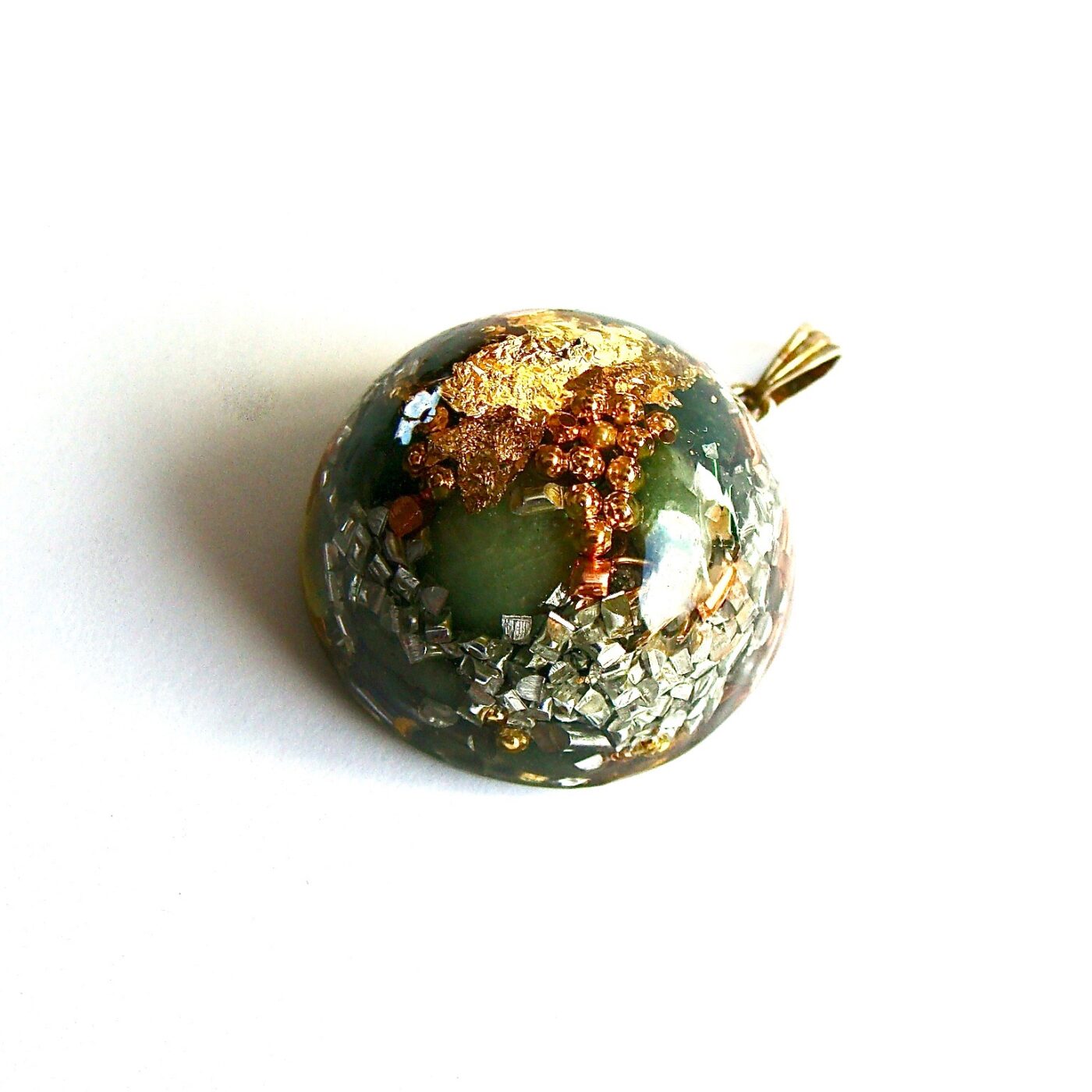 Pendentif orgonite demi-sphère aventurine