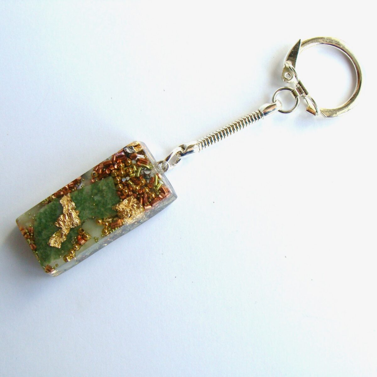 Porte-clés orgonite rectangle jade