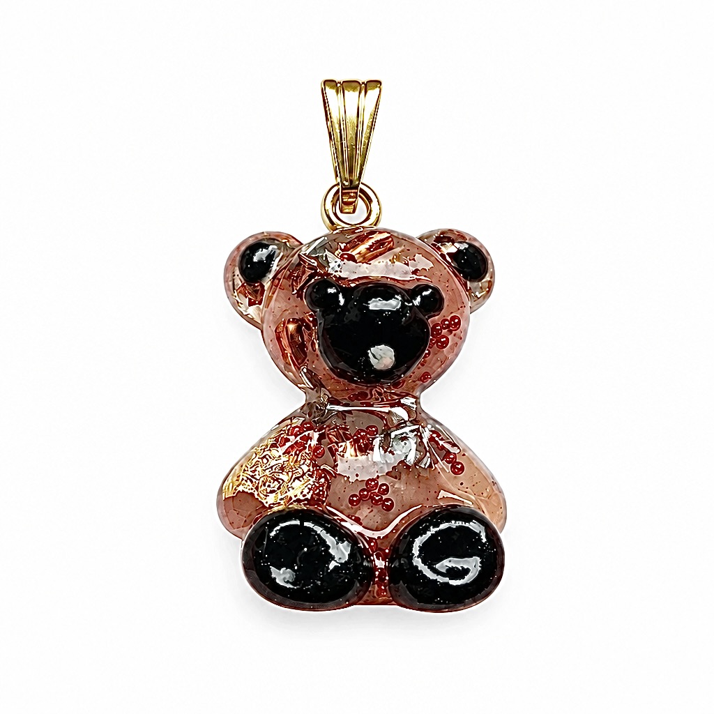 Pendentif orgonite ourson rhodocrosite