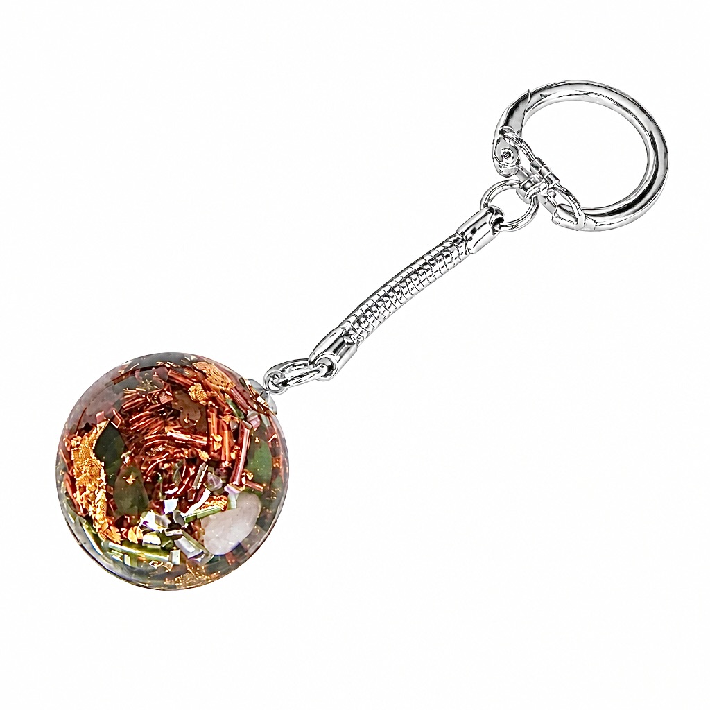 Porte-clés orgonite demi-sphère aventurine quartz rose