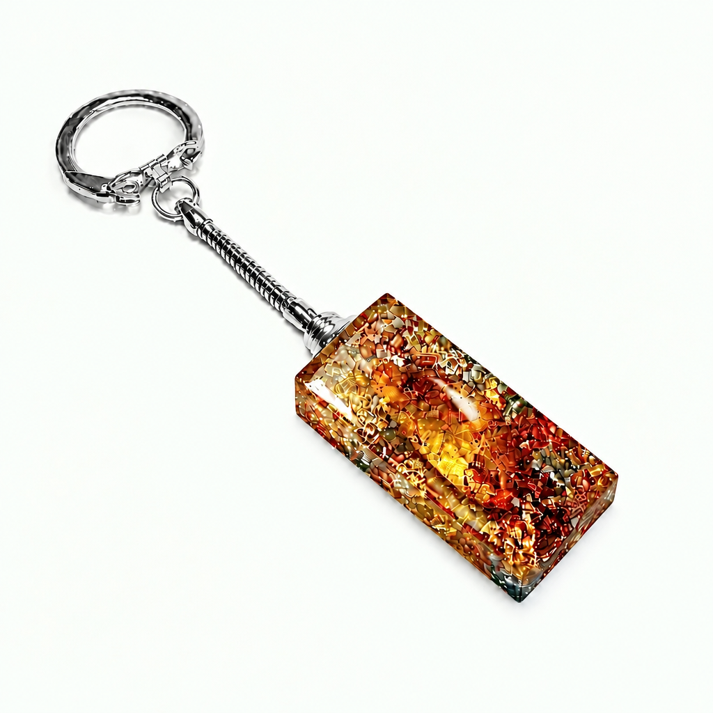 Porte-clés orgonite rectangle ambre
