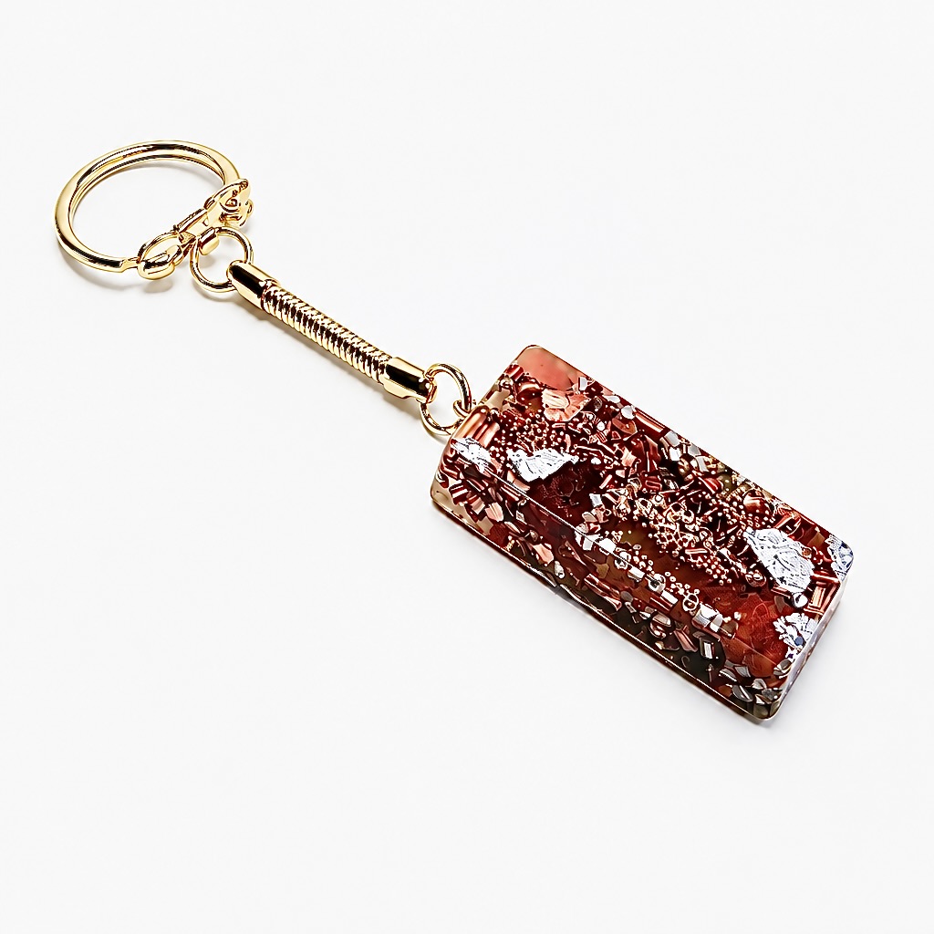 Porte-clés orgonite rectangle cornaline