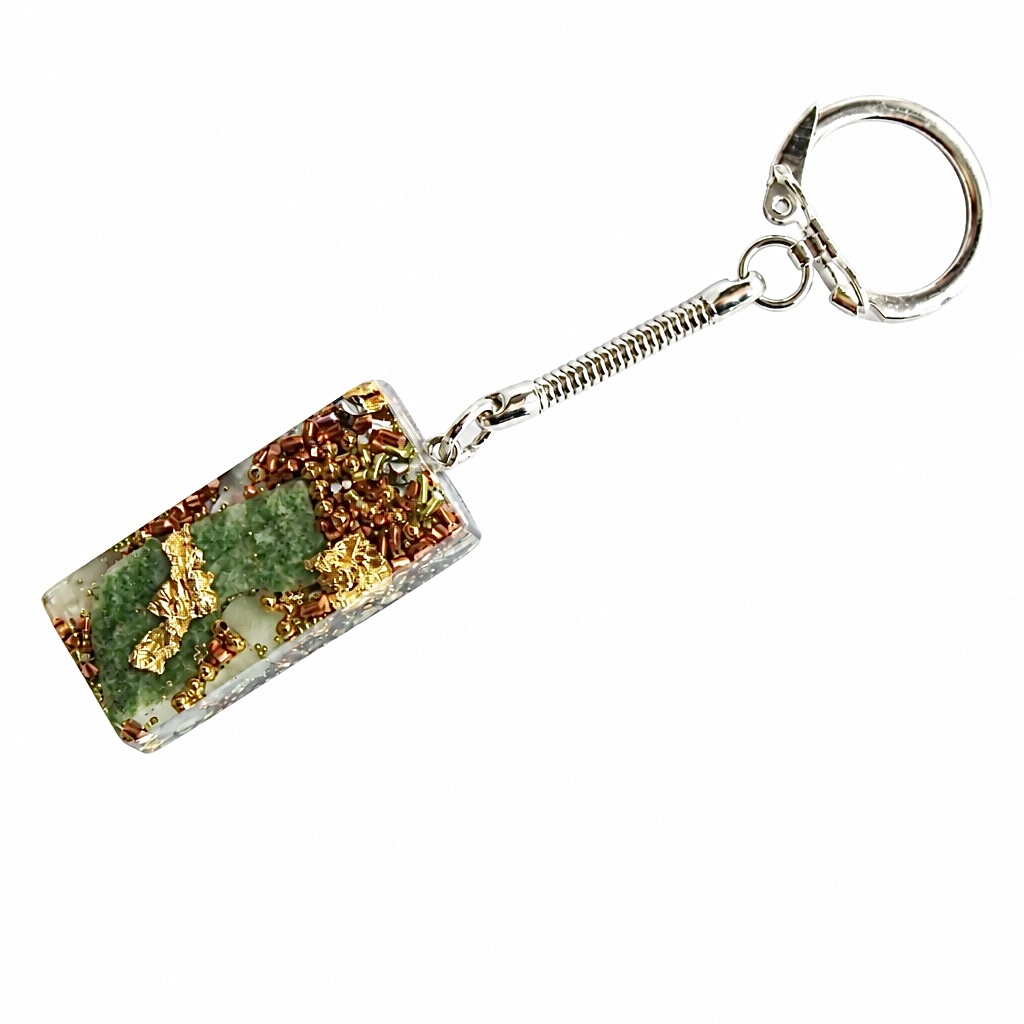 Porte-clés orgonite rectangle jade