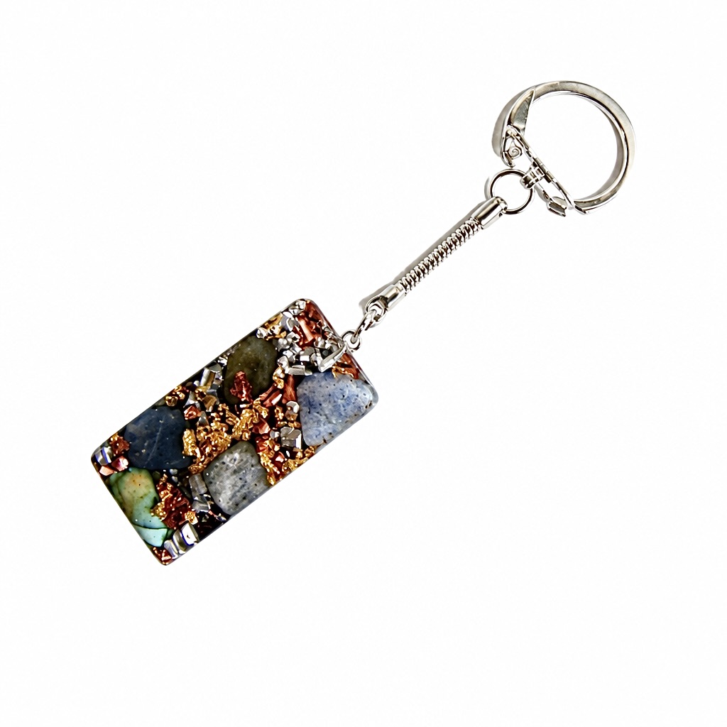 Porte-clés orgonite rectangle labradorite