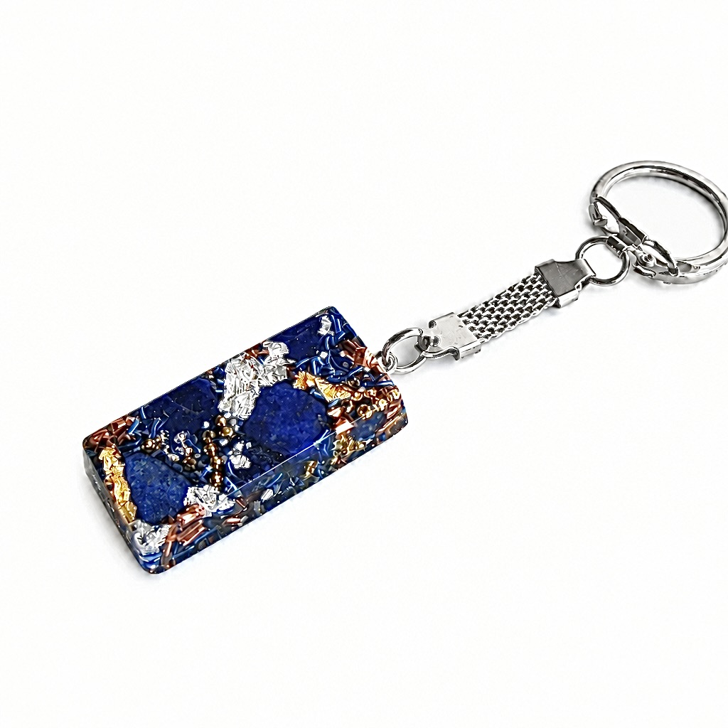 Porte-clés orgonite rectangle lapis-lazuli