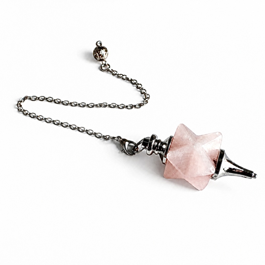 Pendule merkaba quartz rose
