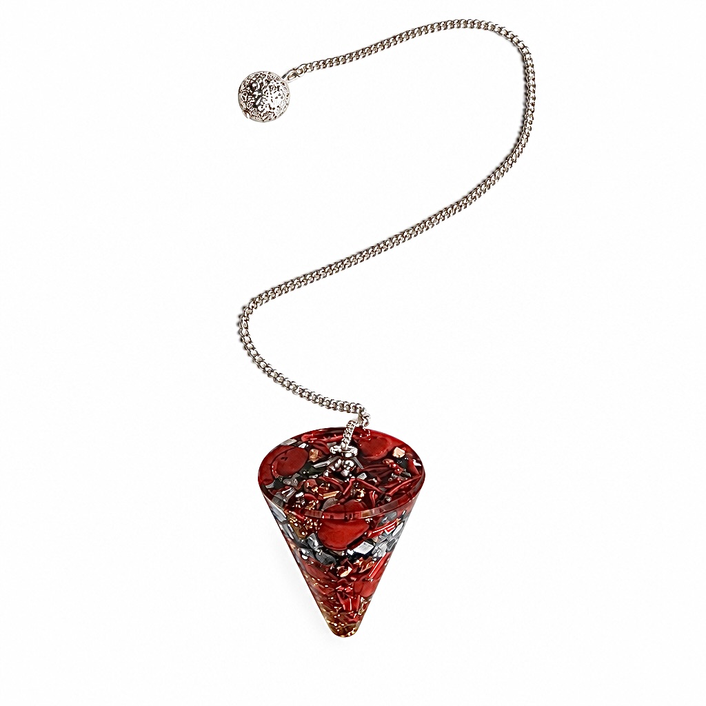 Pendule orgonite corail