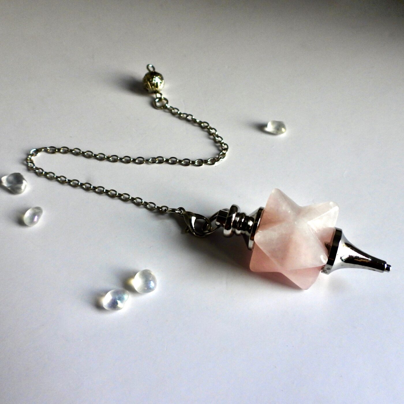 Pendule merkaba quartz rose