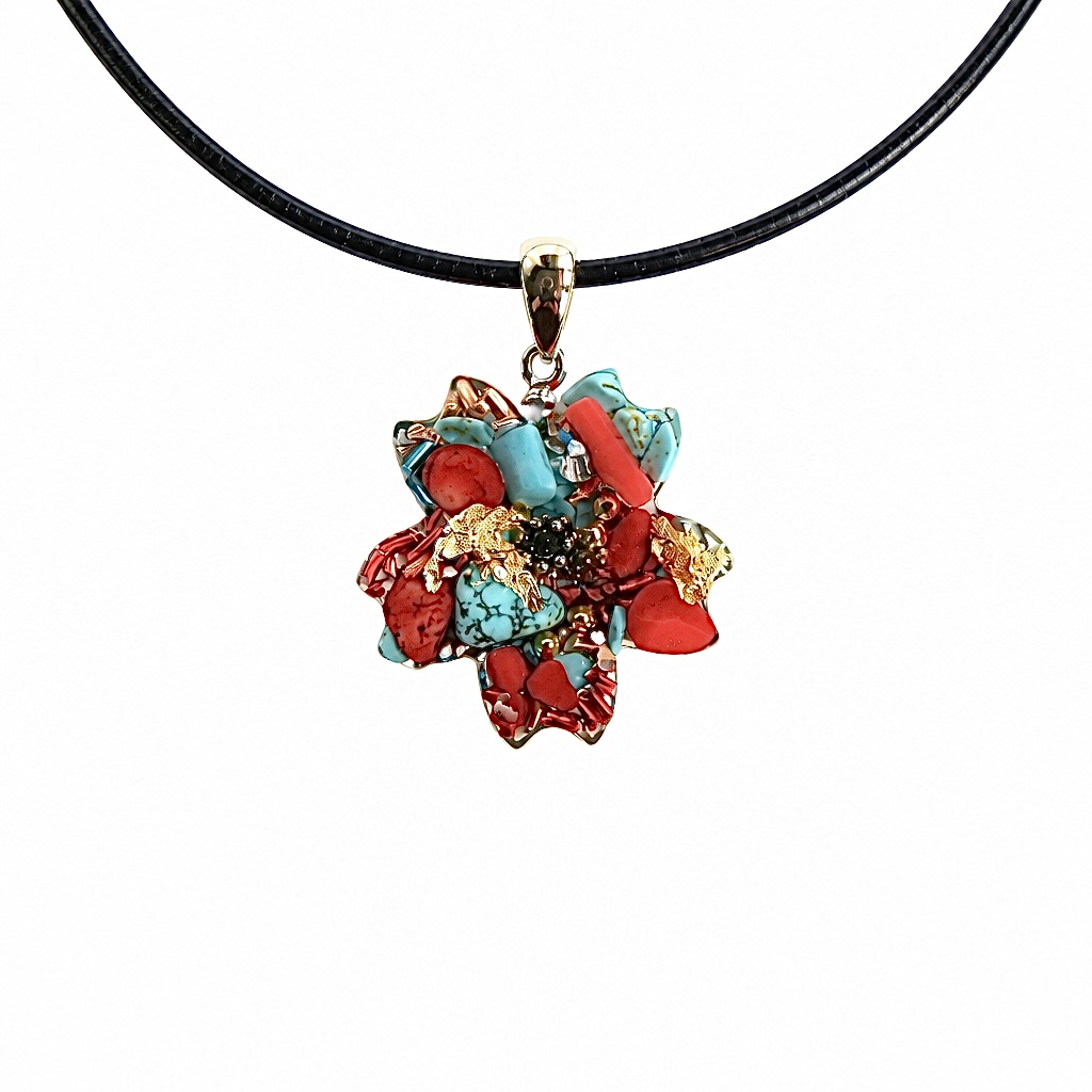 Collier orgonite fleur Tibet