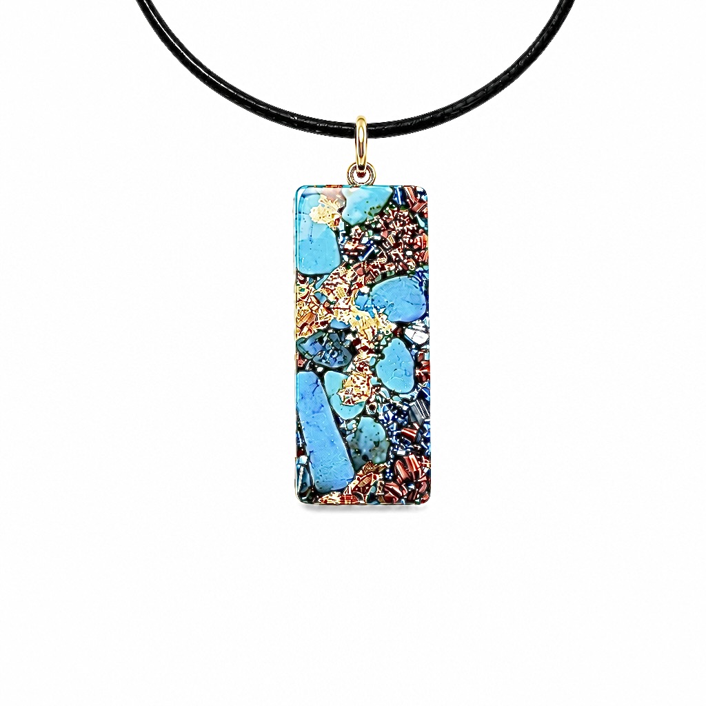Pendentif orgonite rectangle turquoise