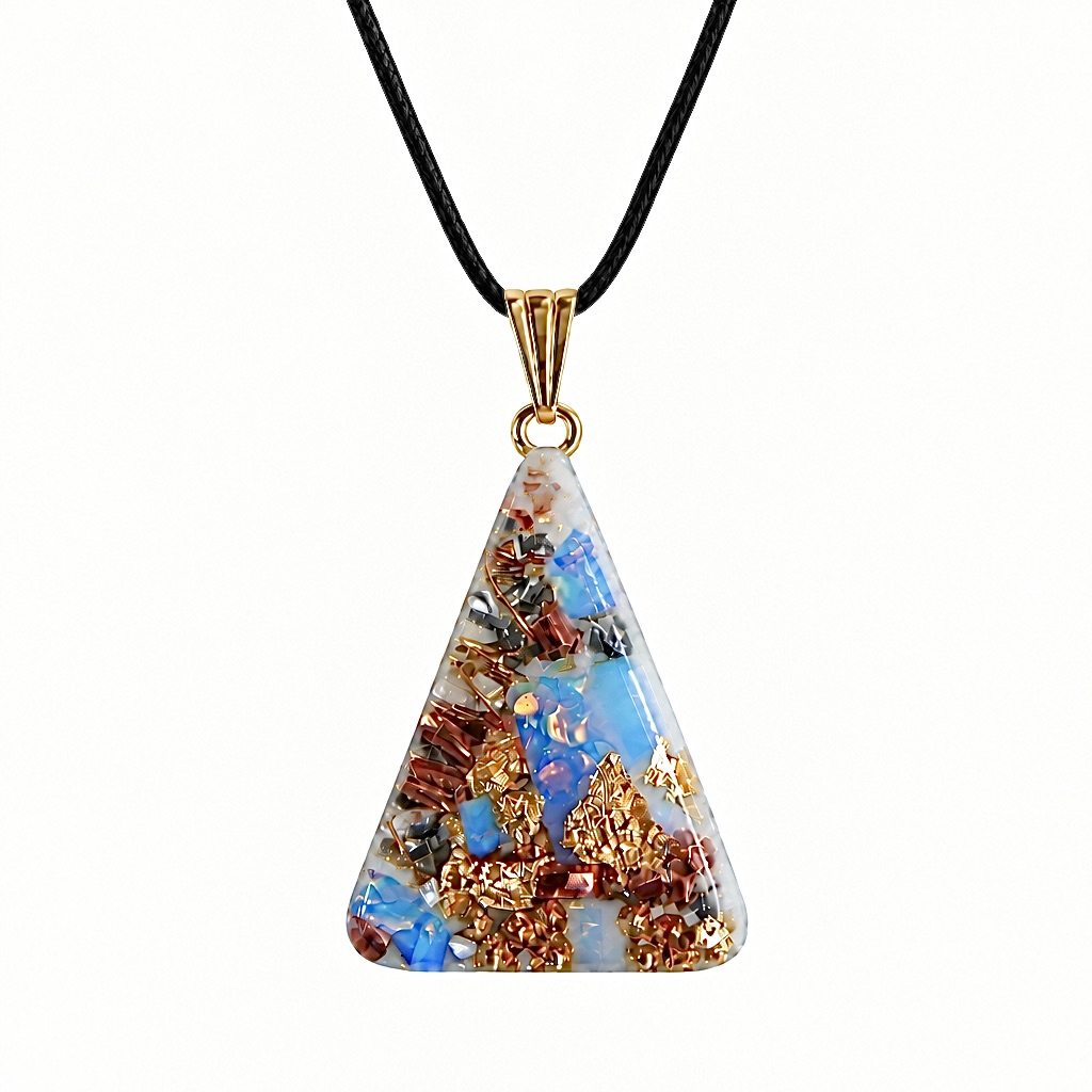 Pendentif orgonite triangle opale