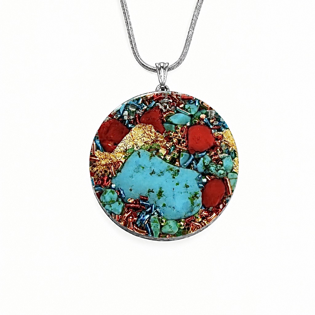 Pendentif orgonite rond Tibet
