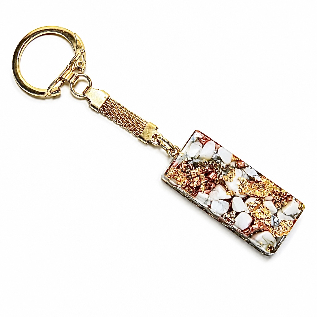 Porte-clés orgonite rectangle howlite