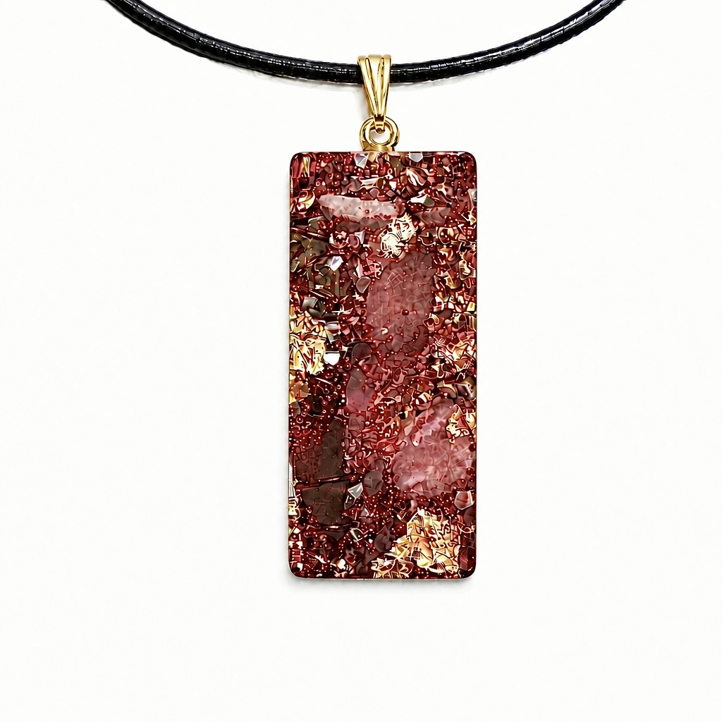 Pendentif orgonite rectangle rhodocrosite