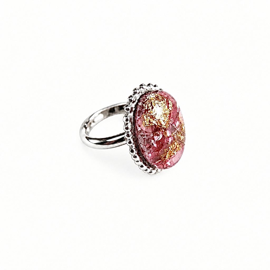 Bague orgonite ovale rhodocrosite argent 925