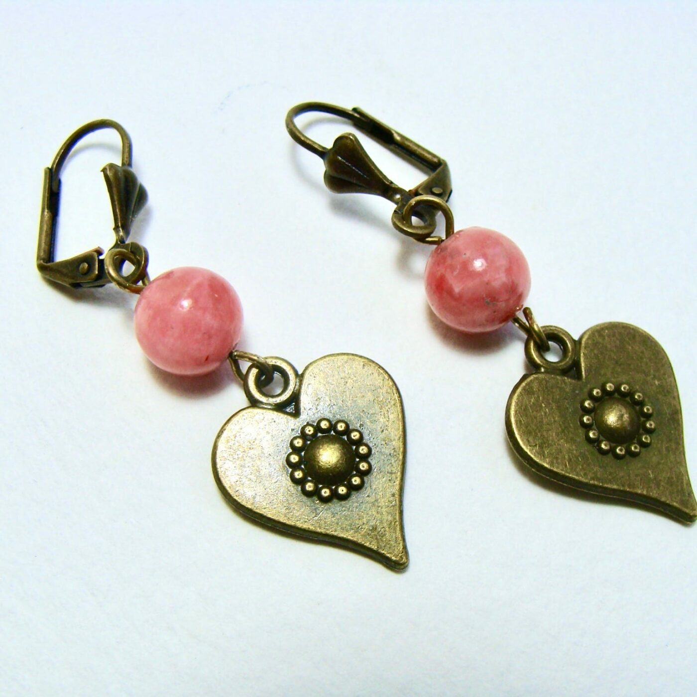 Boucles d'oreilles coeur rhodocrosite