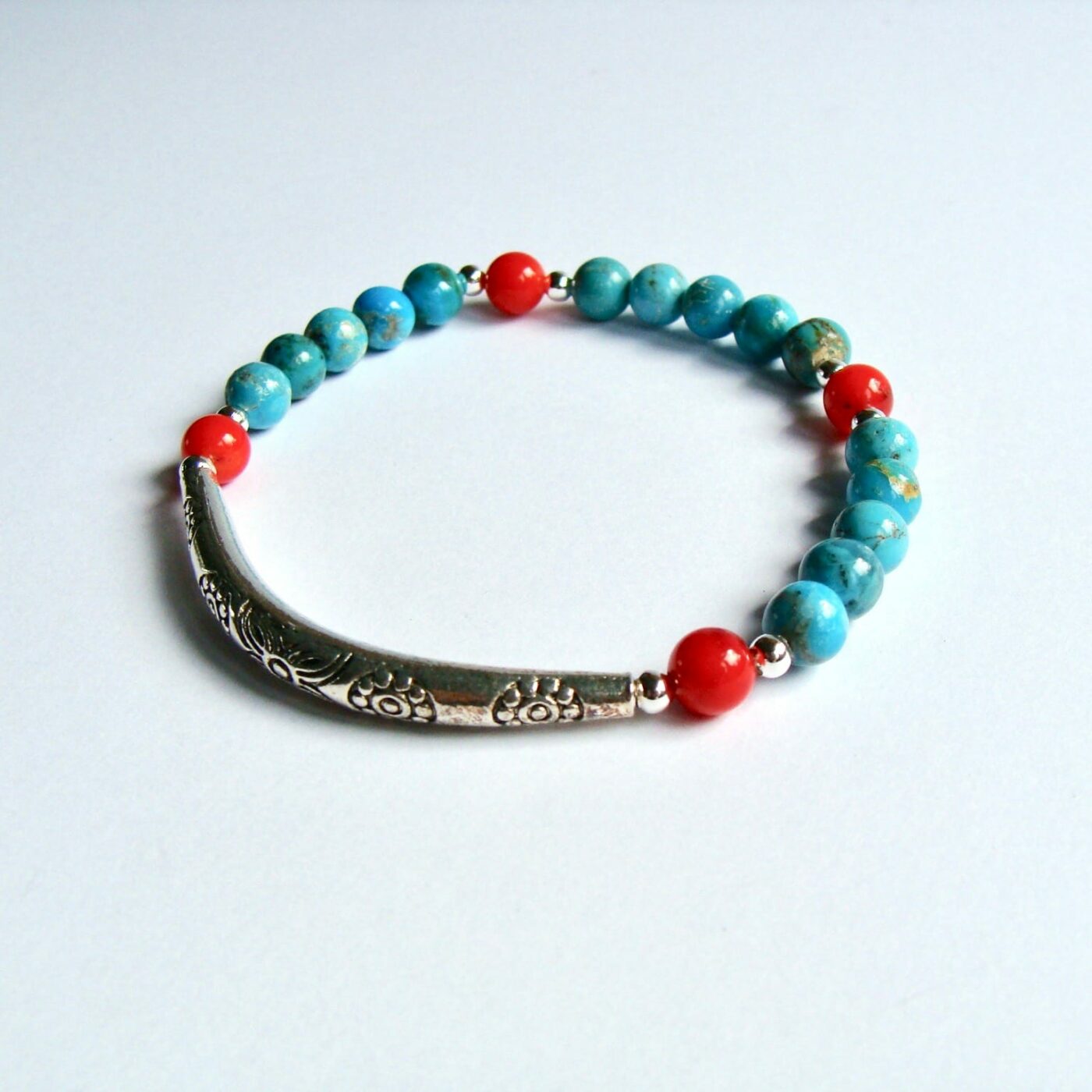 Bracelet ciselé Tibet turquoise