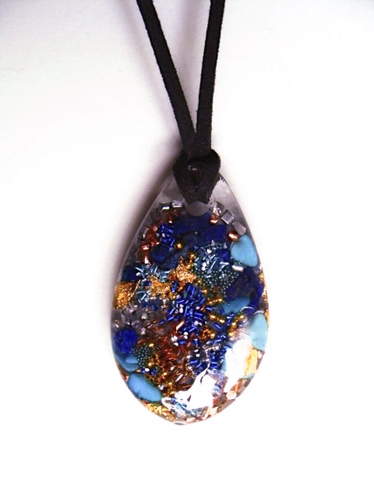 Pendentif Goutte En Pierre Naturelle (Lapis-lazuli Ou Obsidienne Noire) Avec Cordon Ciré - Longueur 68 Cm - JENCVNL