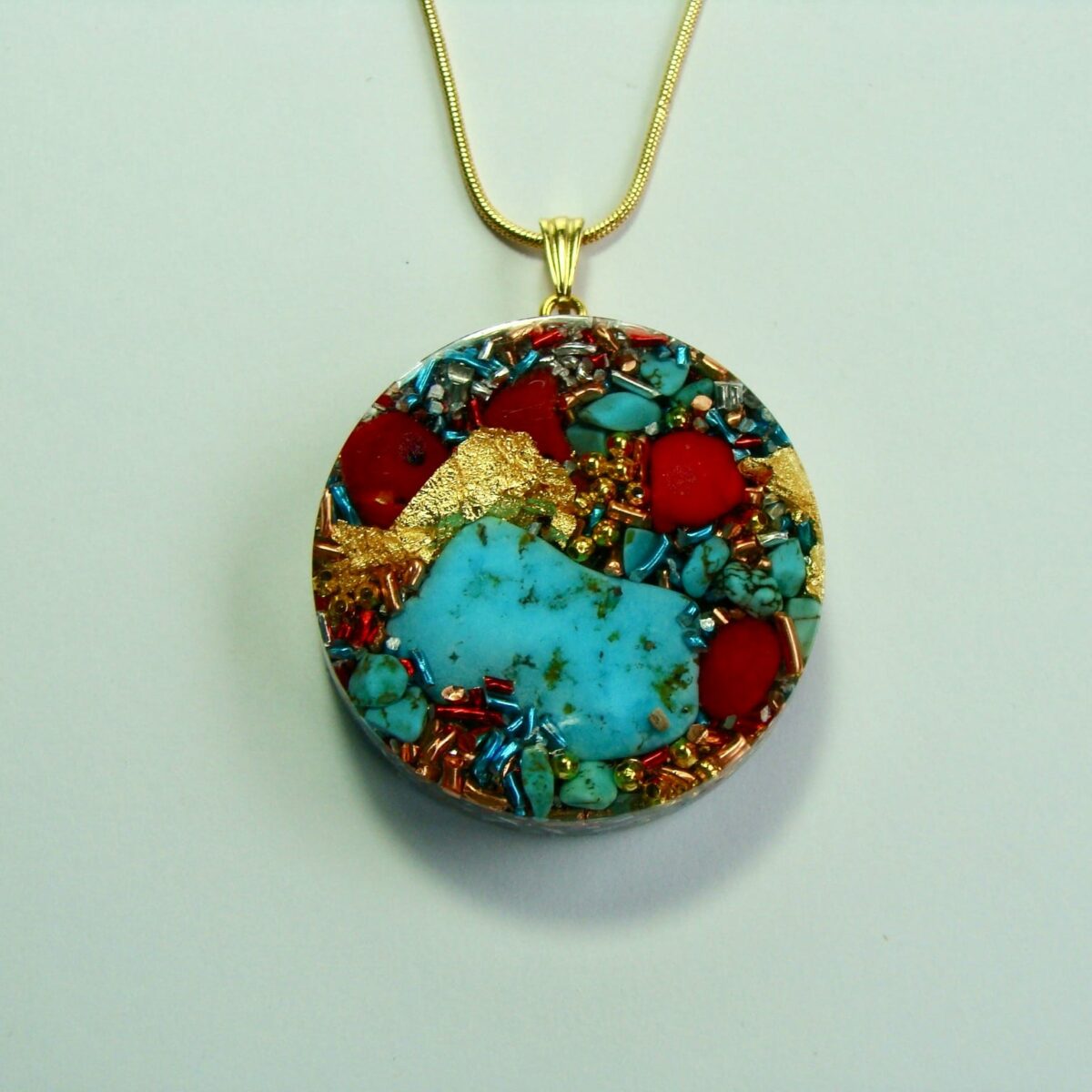 Pendentif orgonite rond Tibet