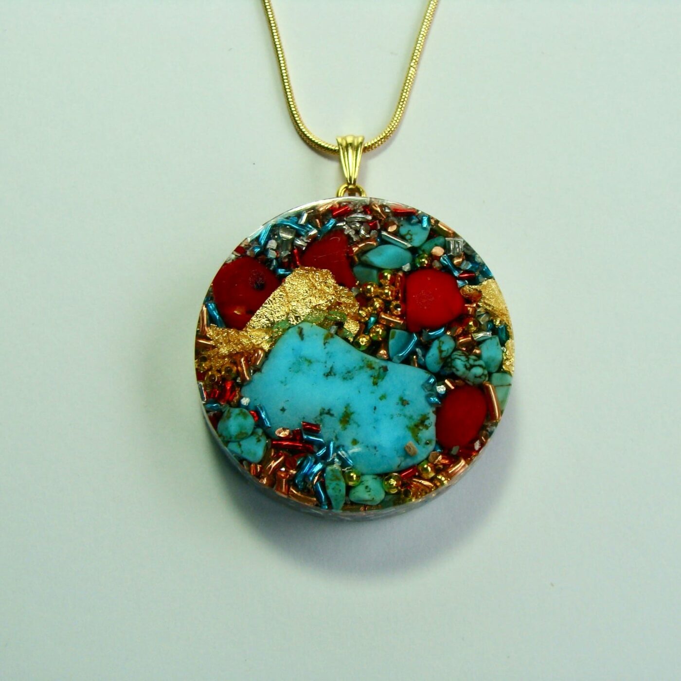 Pendentif orgonite rond Tibet