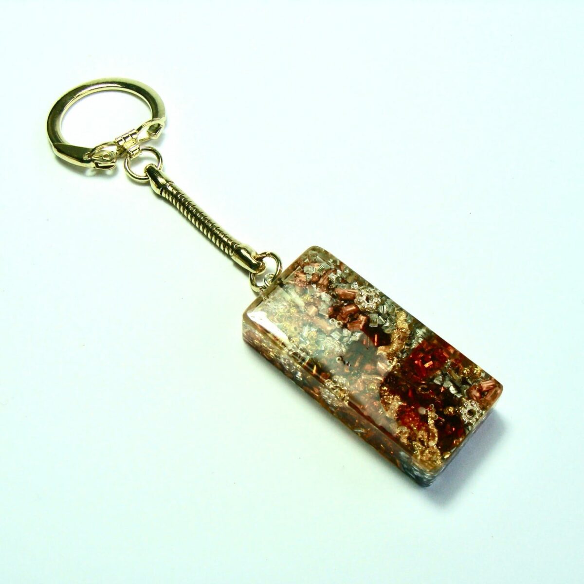 Porte-clés orgonite rectangle ambre