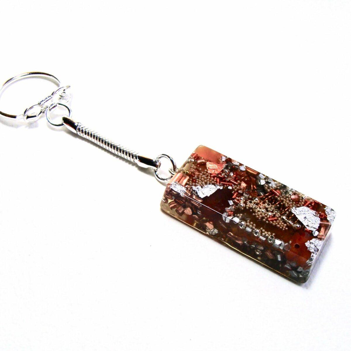 Porte-clés orgonite rectangle cornaline
