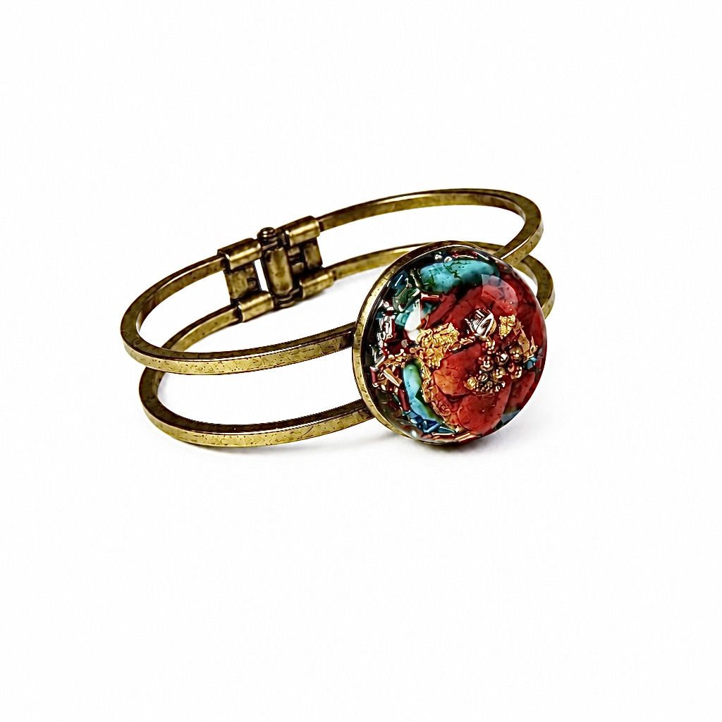 Bracelet orgonite rigide Tibet bronze