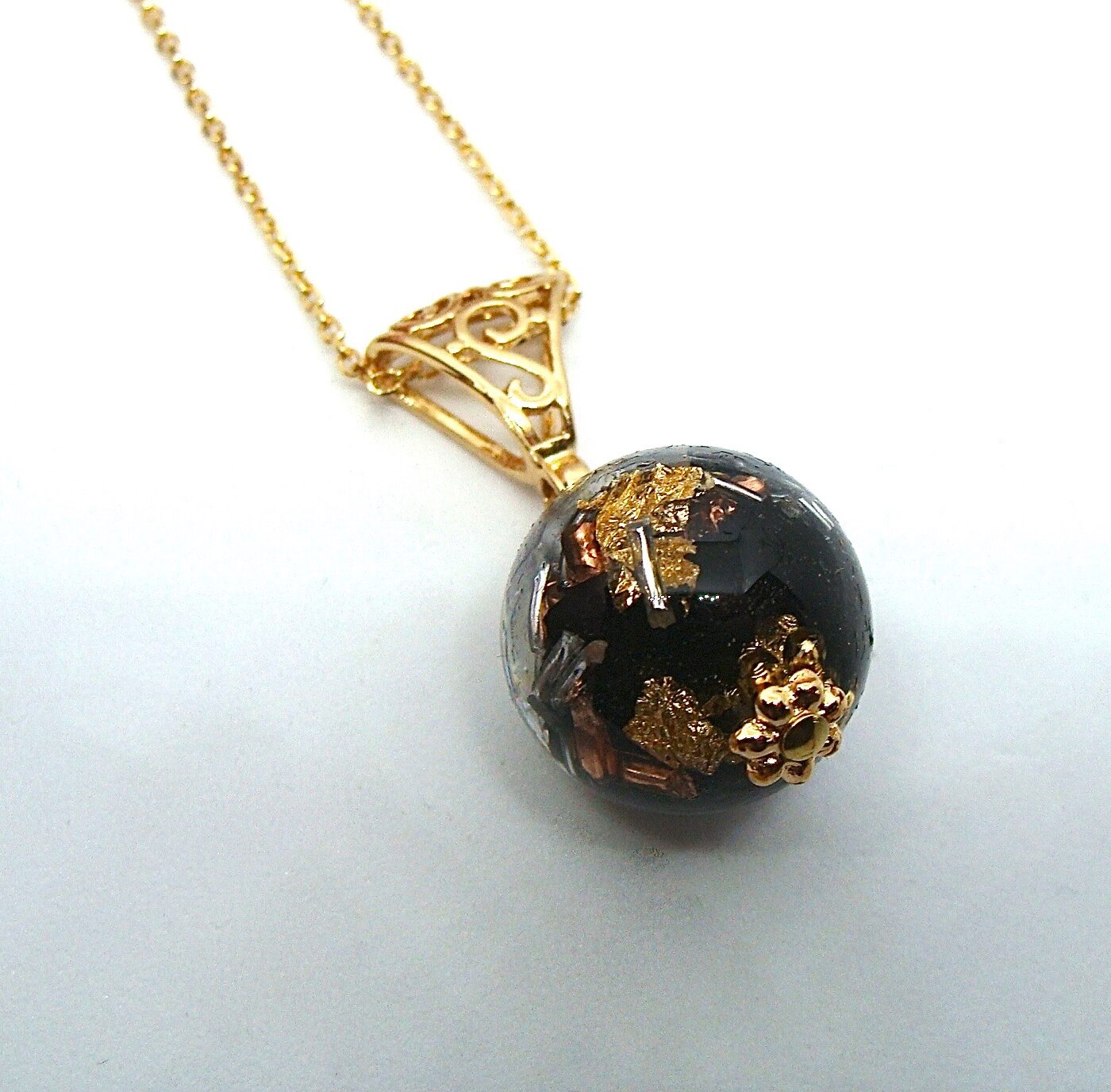 Pendentif orgonite sphère shungite