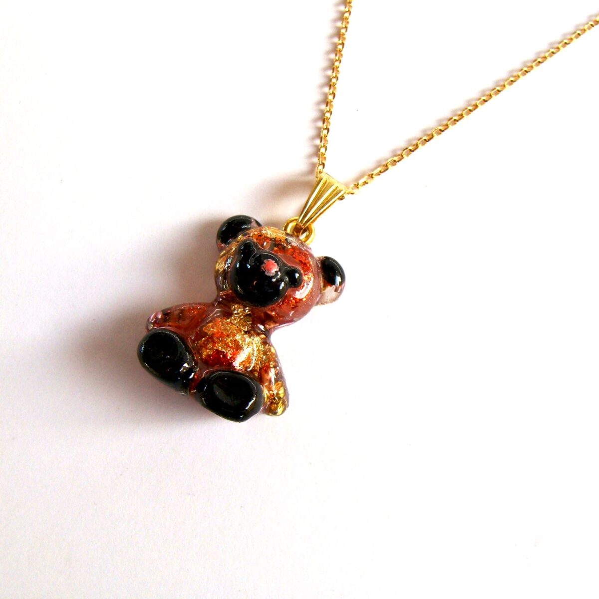 Pendentif orgonite ourson cristal cerise