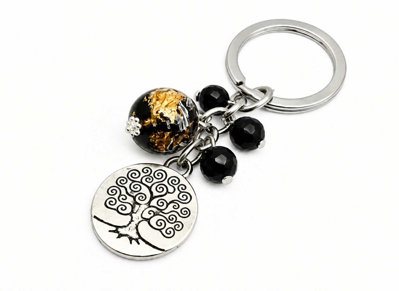 Porte clefs orgonite sphère shungite arbre de vie