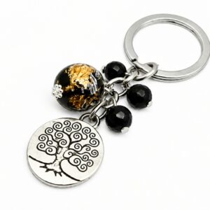 Porte clefs orgonite sphère shungite arbre de vie