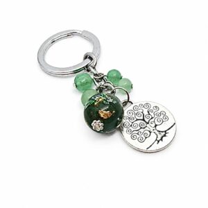 Porte clefs orgonite sphère aventurine arbre de vie