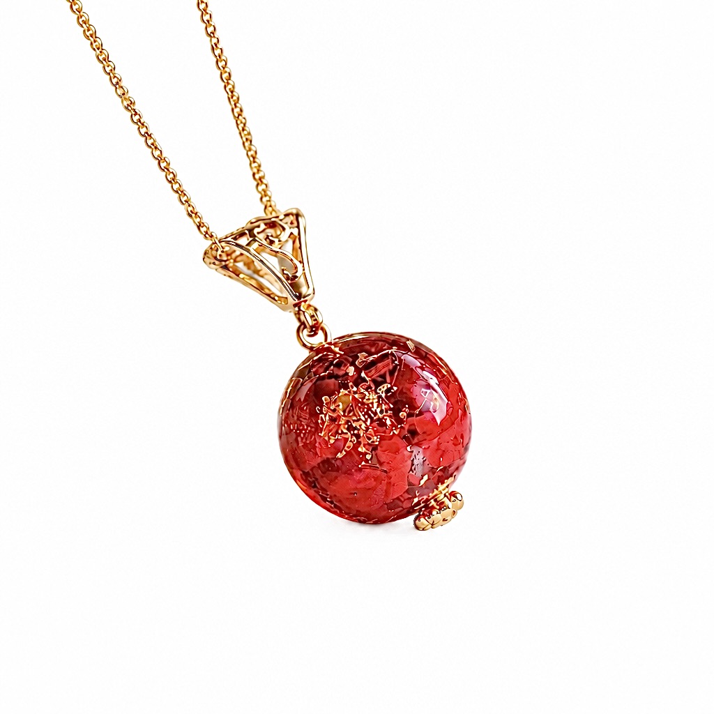Pendentif orgonite sphère corail