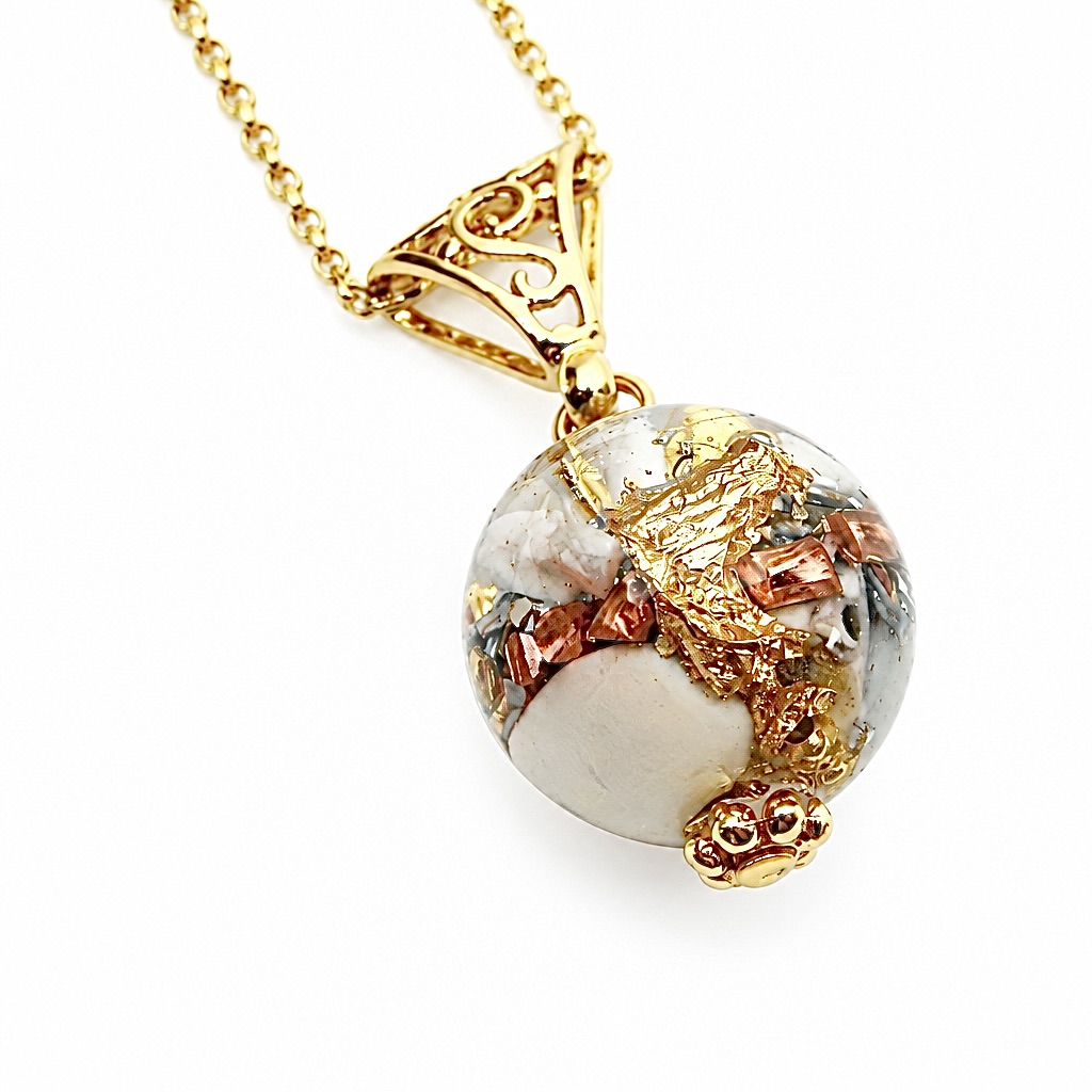 Pendentif orgonite sphère howlite