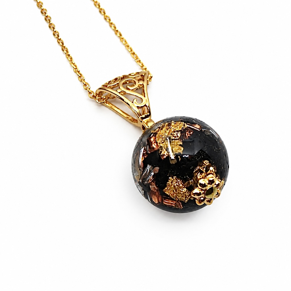 Pendentif orgonite sphère shungite