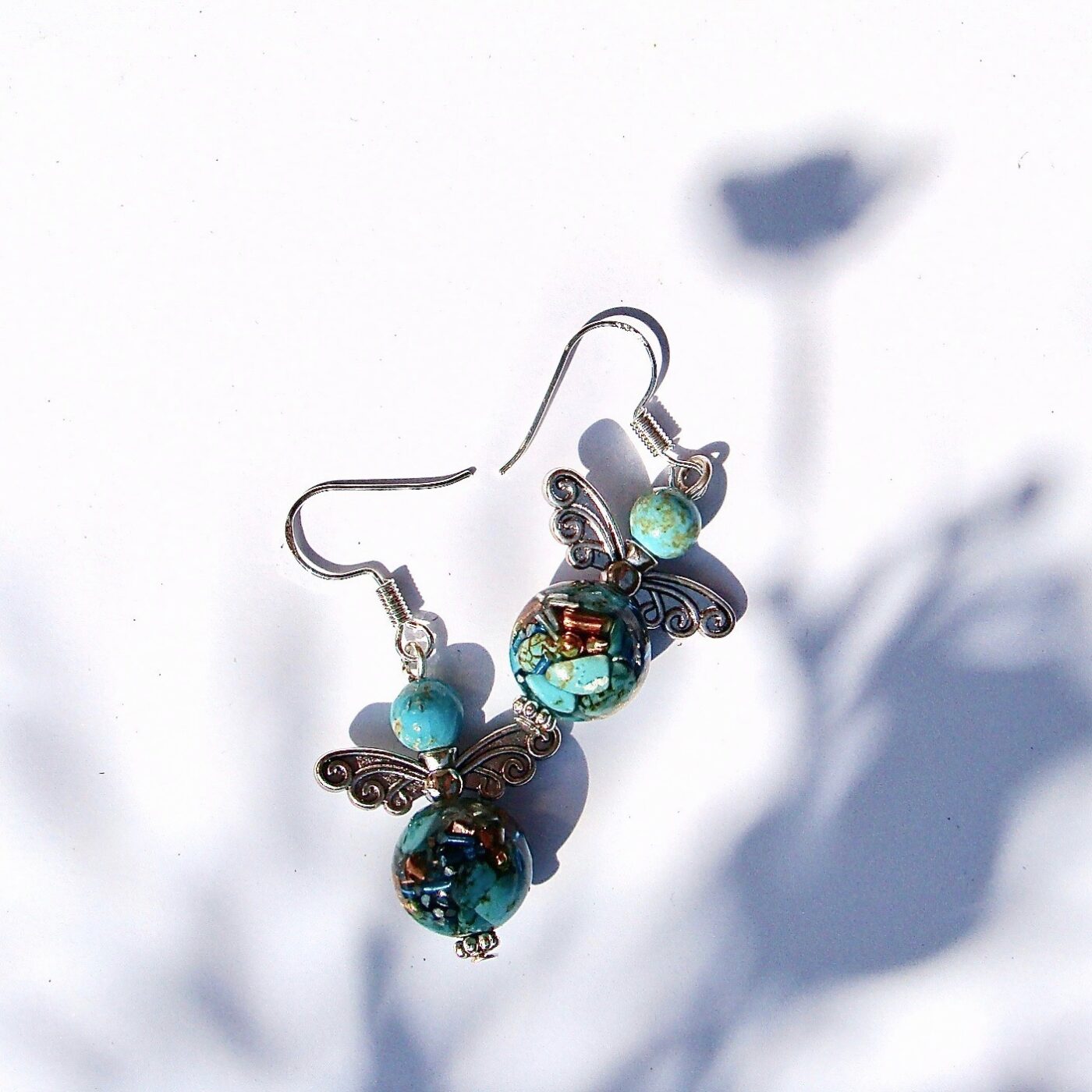 Boucles d'oreilles orgonite anges turquoise