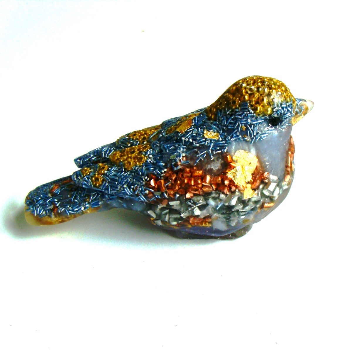 Orgonite oiseau calcédoine bleue