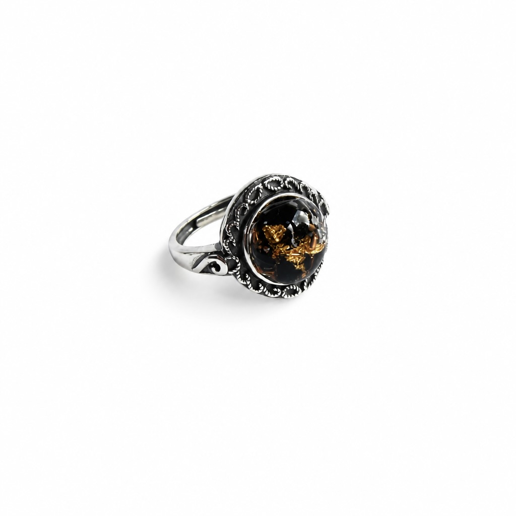 Bague orgonite shungite ronde volutes