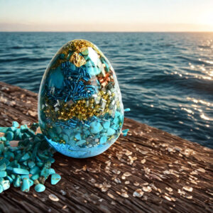 Oeuf orgonite turquoises