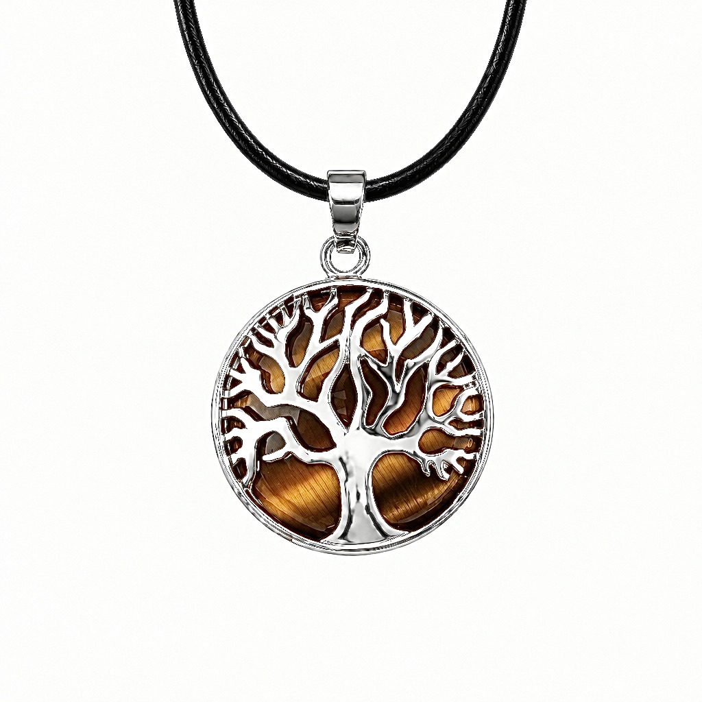 Pendentif rond arbre de vie sur pierres
